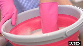 Naughty Maid Cleans Cock With Her Wet Fuck Hole