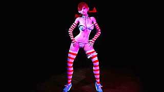 Red head girl with pigtails dancing : 3D Hentai