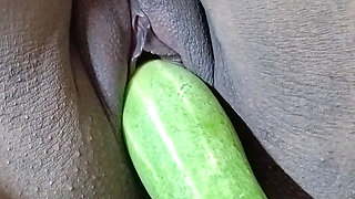 Beautiful cline saved my pussy and masturbating big cucumber