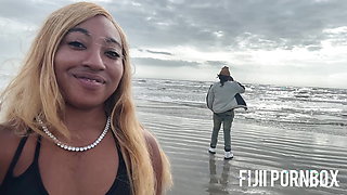 Black girl on the beach get fuck by massive bbc