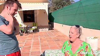 OldNanny - Horny Stud Fucks Mature Granny By The Pool
