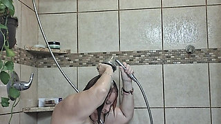 Big Beauty Nurse Vicki Taking a Mud Treatment in My Shower!