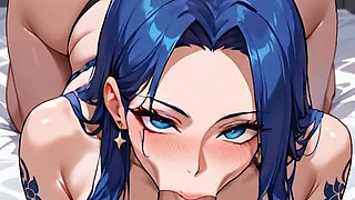 Anime Ai Tattooed Girl Performs Deep Throat