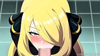 Cynthia serving the new champion