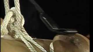 German Black Slut Got Tied up and Whipped at Bondage Show