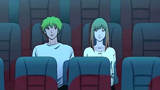 Chainsawman hentai - Makima has a hot sex with Denji in a movie theatre