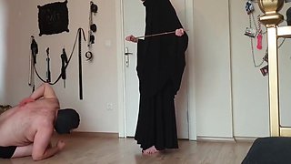 Muslim Mistress Canes Fat Slave