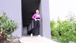 Outdoor solo scene with Ivana masturbating her pussy