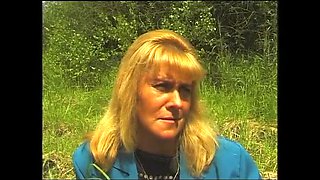 Hairy MILF Blonde Outdoor Casting - Bushy Mature Beauty Has Fun
