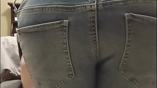 Jeans Slipping Down Exposing Pink Panties and Buttcrack