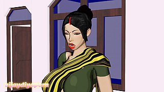 Super-hot aunty gets it in the kitchen