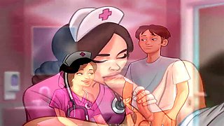 Animated receptionist gets involved with the nurses in a hot medical fantasy