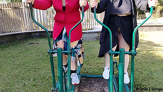 My stepmother and stepsister asked me to record them showing off in public while exercising.