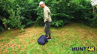 HUNT4K. Stretched her hole right in the forest