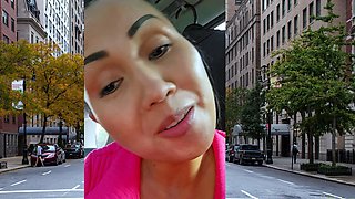 Thai MILF big cock car blowjob in public