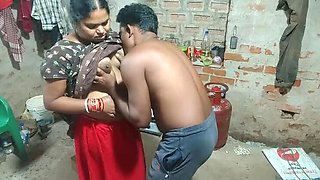 Hot Indian Teen Left Naked in Kitchen - Big Natural Tits Blowjob & Fucking