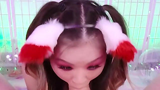 Hot Asian Foxy Lulu Chu Licking and Sucking Big Cock