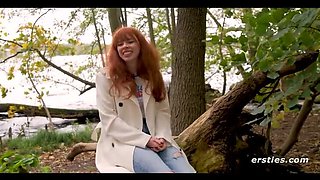 Hot Redhead Jessie Fingers Her Shaved Pussy - Intense Solo Masturbation