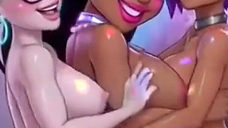 Funny Cartoon Girl Topless, Ai Animation
